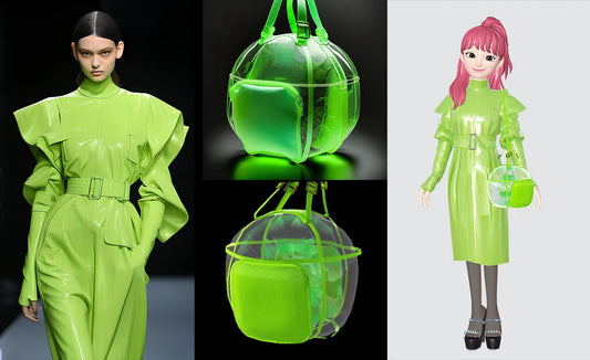 3D CG Production: [ZEPETO: January Release Items] Latex spherical green bag＆Fluorescence Green Dress